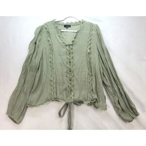 Womans‎ 3X Crinkle Guaze Lace Peasant  Blouse Top Balloon Sleeves Talent Boho